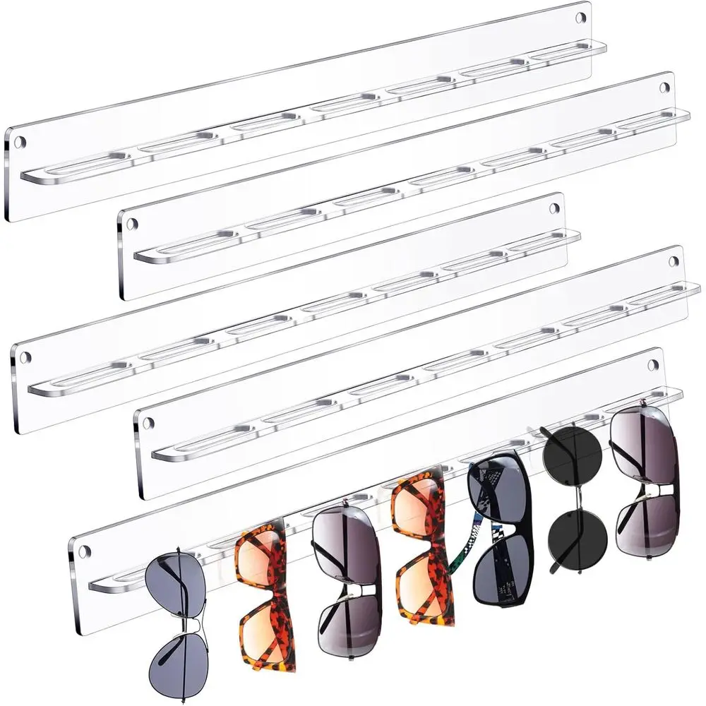 

5-Tier Wall-Mounted Acrylic Sunglasses Holder - Clear Display Rack for Eyewear Storage