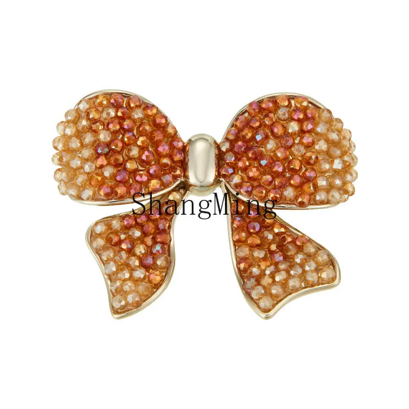 

DSA crystal gradual change bow brooch commuter versatile caramel texture pin