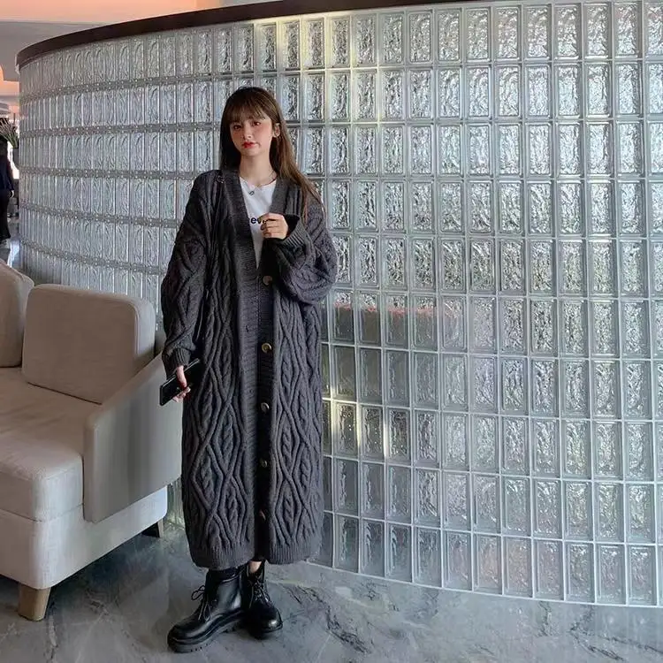 여성용 롱 가디건 2025년 신상 한국 스타일 아름다운 올매치 심플 인스 시크 루즈핏 가을 여성 핫세일 니트 스웨터