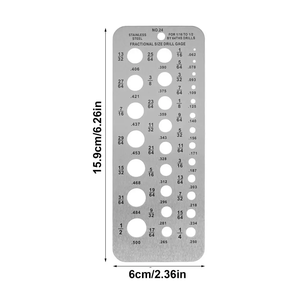 قطر 29 ثقوب الحفر مقياس الترباس سلك بت نمط الحفر قالب الفولاذ المقاوم للصدأ قوي مثقاب الخشب مدقق لوحة قياس