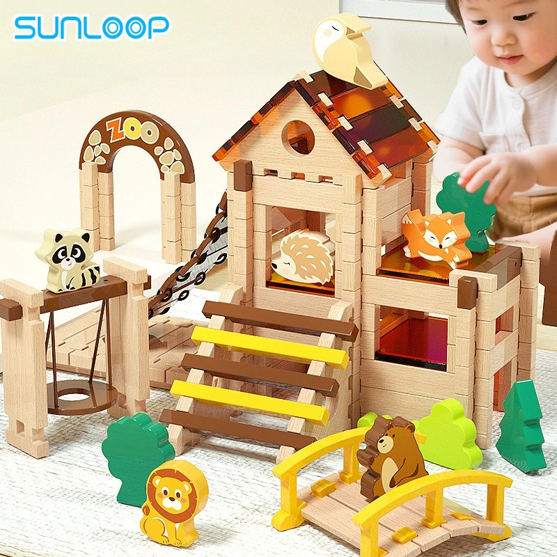 

Kids Wooden Building Block Sets Mortise Tenon Early Education Architects Children DIY Imagination Toys for Kids Boys & Girls