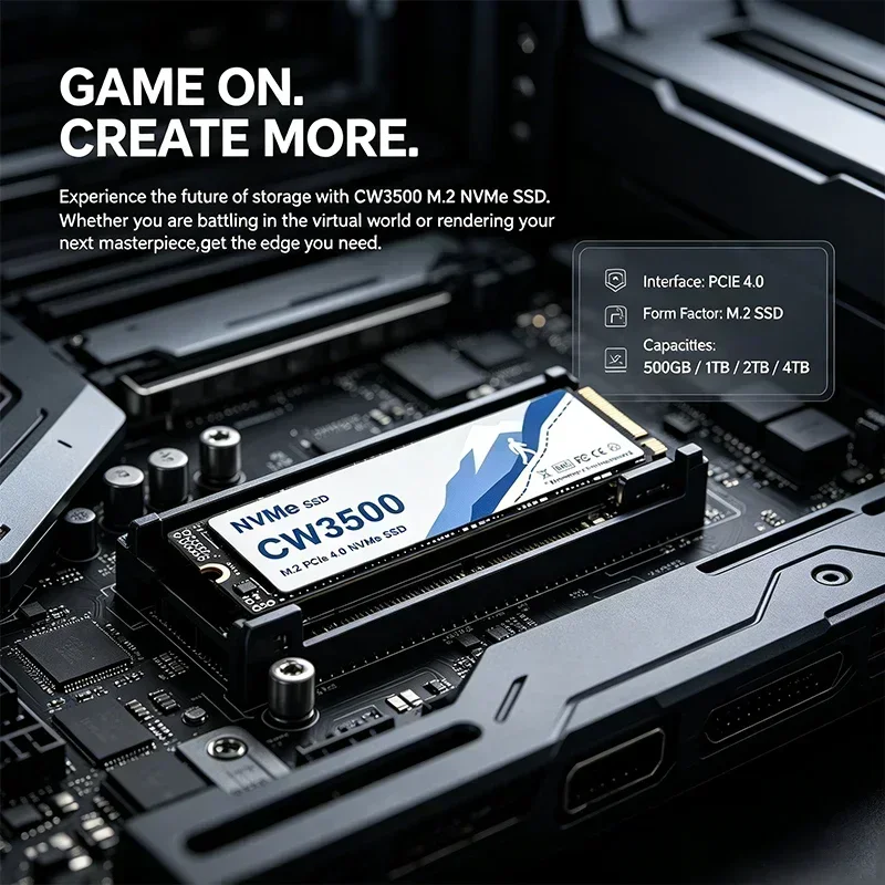 CW3500 NVMe SSD 7300MB/s PCIe 4.0 M.2 2280, 500GB 1TB 2TB 4TB Internal Drive for Gaming PS5 Desktop Laptop, Smooth Multitasking