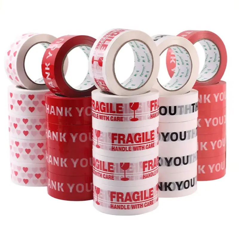 

INPLUSTOP Red THANK YOU Printing Advertising Delivery Sealing Tape Heart FRAGILE Love Design Boxes Packer Express Packaging Tape