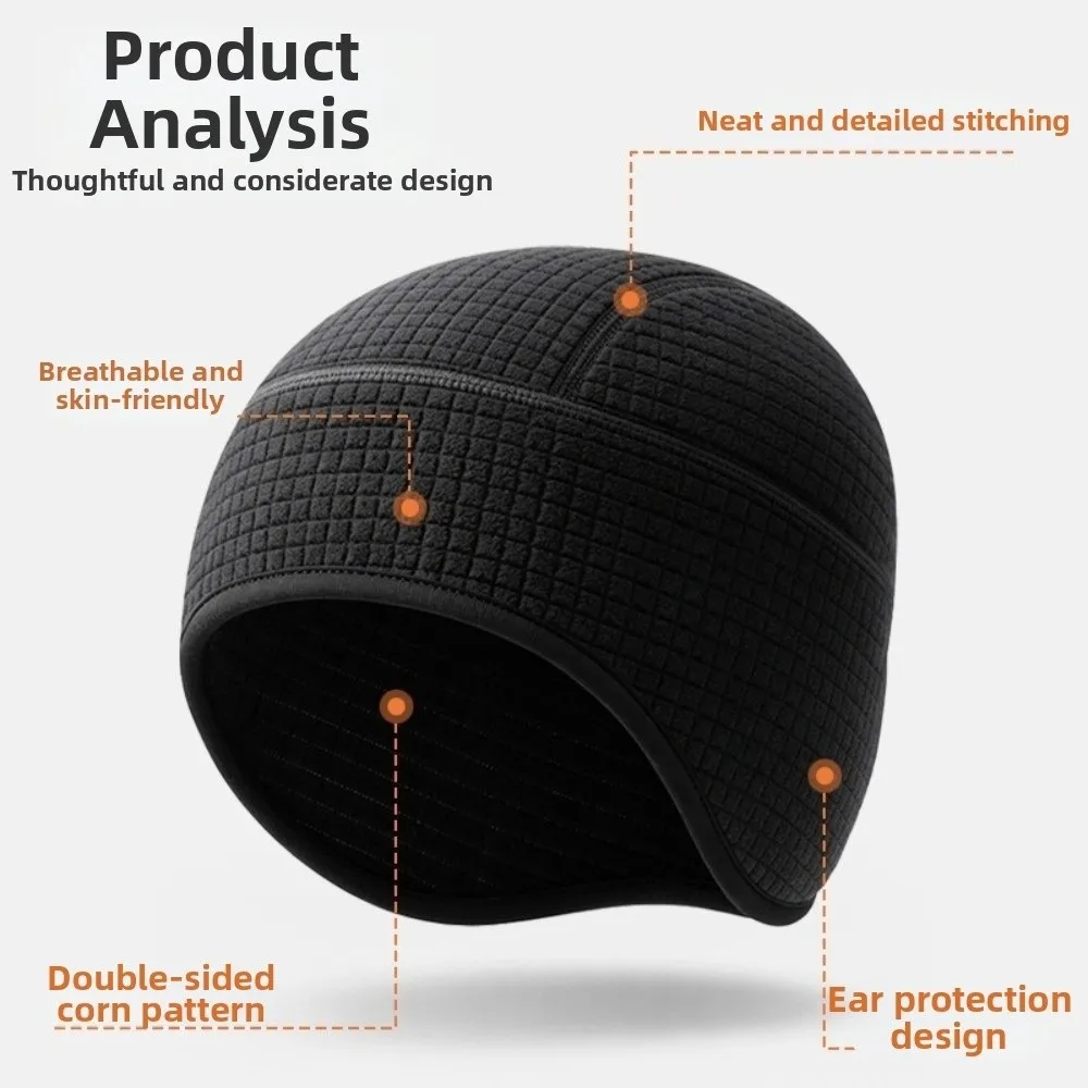 New Double Layer Winter Beanie Ear Coverage Breathable Ear Flap Beanie Fleece Lined Quick Dry Thermal Skull Cap Men and Women