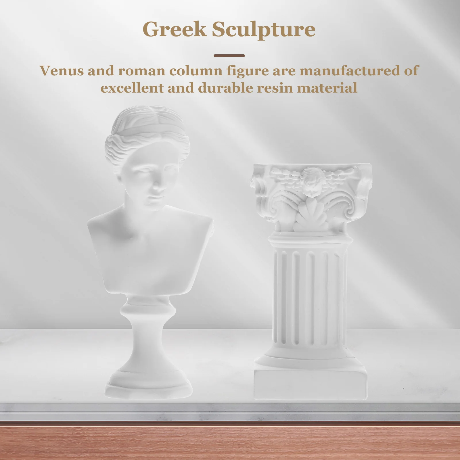 

1Set Handcrafted Resin Goddess and Column Statue for Housewarming Gift Garden Patio Home Decor Fine Sculpture Craft