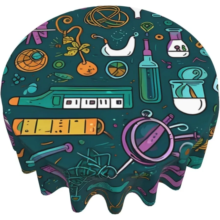 Taplak Meja Bulat 60 inci, Dapat Dicuci, Cocok untuk Meja 20 inci hingga 47 inci, untuk Ruang Makan, Sekolah, Dalam & Luar Ruangan