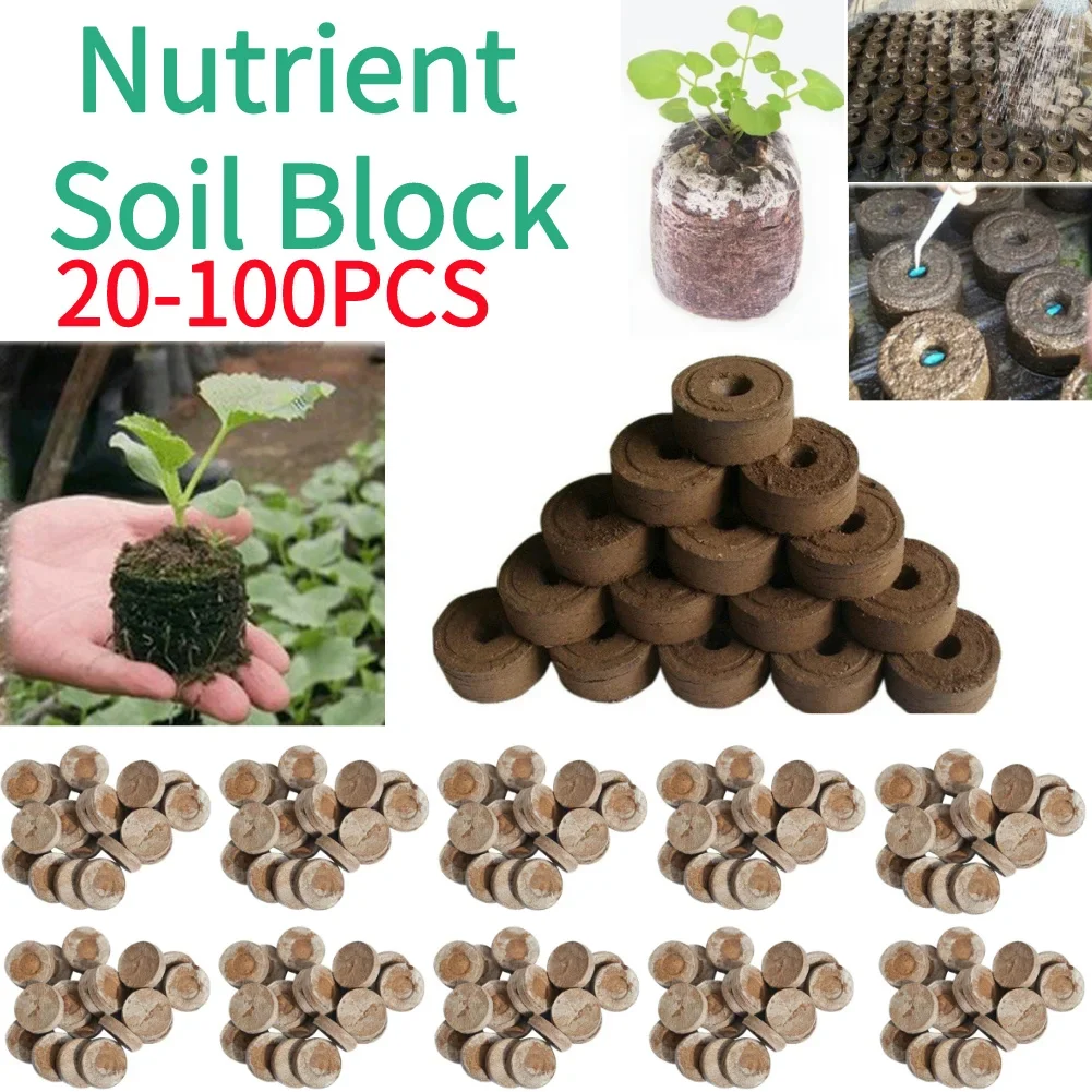 Plántulas de propagación de 20-100 piezas, bloque de nutrientes del suelo, tapones de inicio de semillas, paleta de inicio, maceta de vivero para plantas de interior y exterior, 30mm