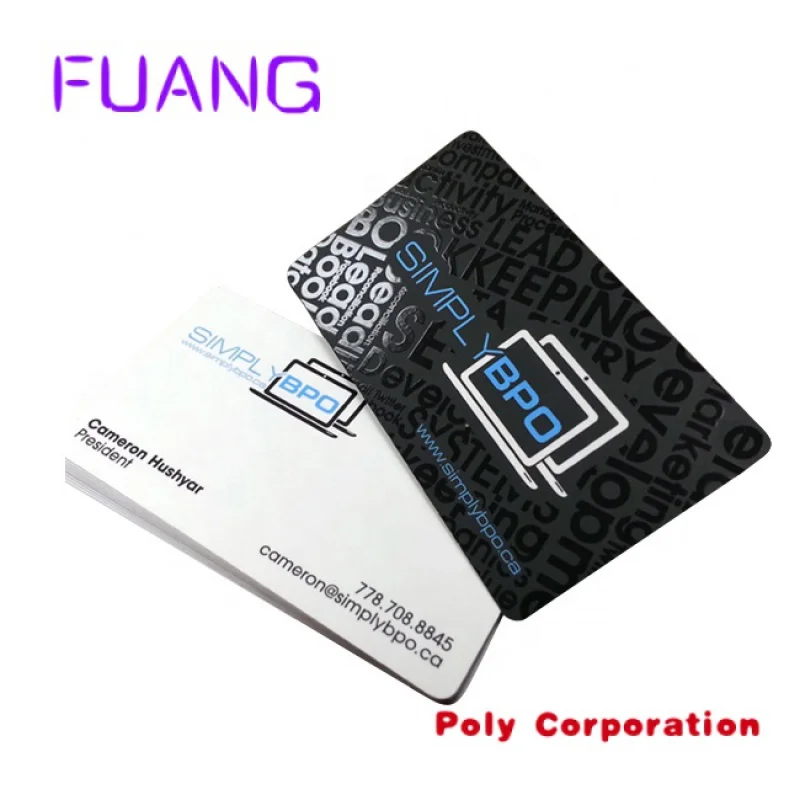 Custom  shenzhen custom black white 3d embossed logo raised printing spot uv coated paper card business card uv