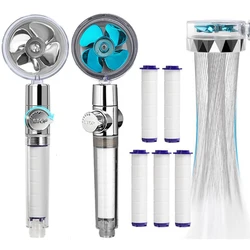 Turbocharged Shower Head Handheld Turbo Fan High Pressure Shower Head With 5 Filters Household Shower Body Spray For Bathroom
