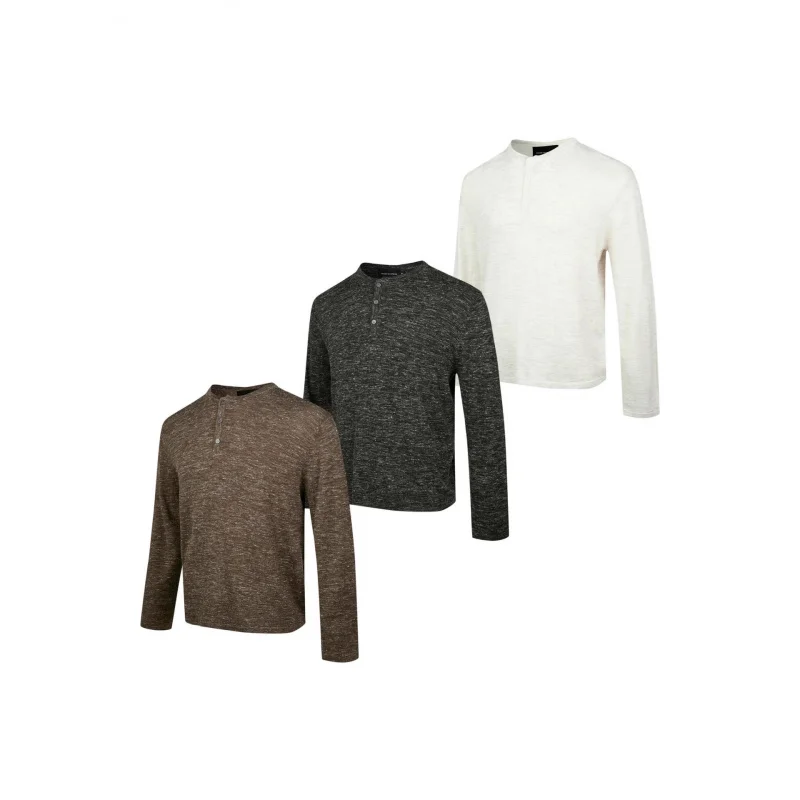 

EME Linen Knitted Sweater Base Layer Henley Collar Vintage Classic Comfortable Cleanfit Floral Yarn Old Money Top Unisex