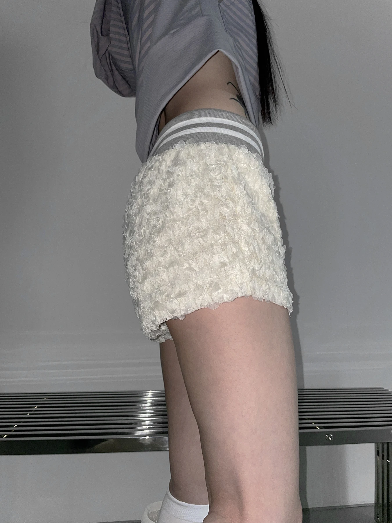 Amyway Korean Sle Sweet Retro Pure Desire Sexy Lace Trim ort Pants Elastic Waist Belt Casual Pants Women