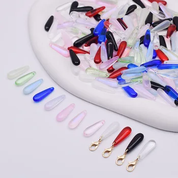 7x22mm 30/60 adet su damlası şekli çek cam boncuk DIY takı bulguları su damlası cam dağınık boncuklar takı yapımı için kolye
