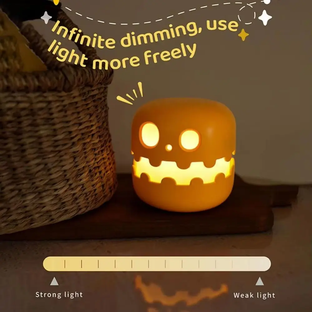 Creative Halloween Pumpkins Lamp Auto-off Timer Dimmable Pumpkin Night Light Push Type Ornament Fun Atmosphere Light Festival
