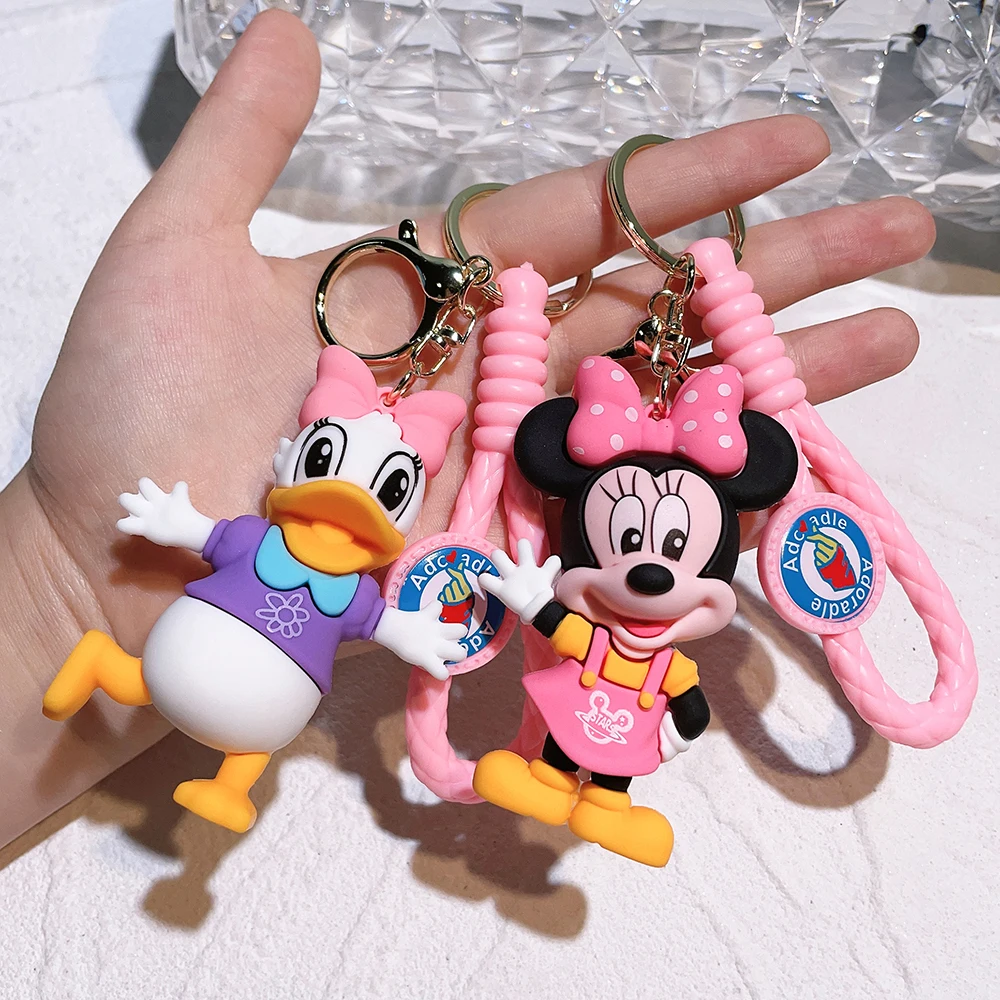 Anime Cartoon kawaii Disney Mickey Mouse Minnie Figure portachiavi Donald Duck maialino portachiavi modello giocattoli per bambini regalo per bambini