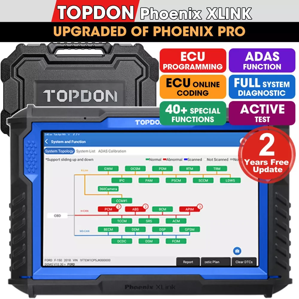 

TOPDON Phoenix XLink автомобильный OBD2 Диагностический все системы Облачное Программирование двунаправленный сканер инструмент сканирования ЭБУ