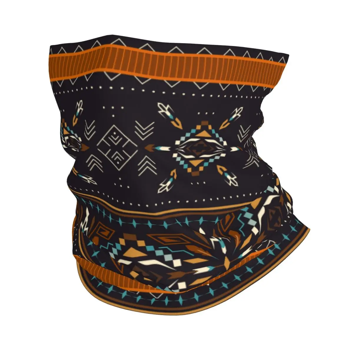 Aztec Border Thin Wrap Scarf Bandana Tribal Art Neck Gaiter Face Cover Headband