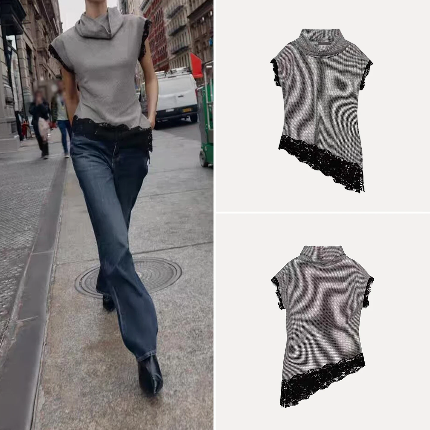 Z المرأة Faionable الدانتيل الأعلى Svel الوقوف طوق تنوعا Sle تصميم الشباب لا وسادة الصدر مجموعة الخريف 2025 #1