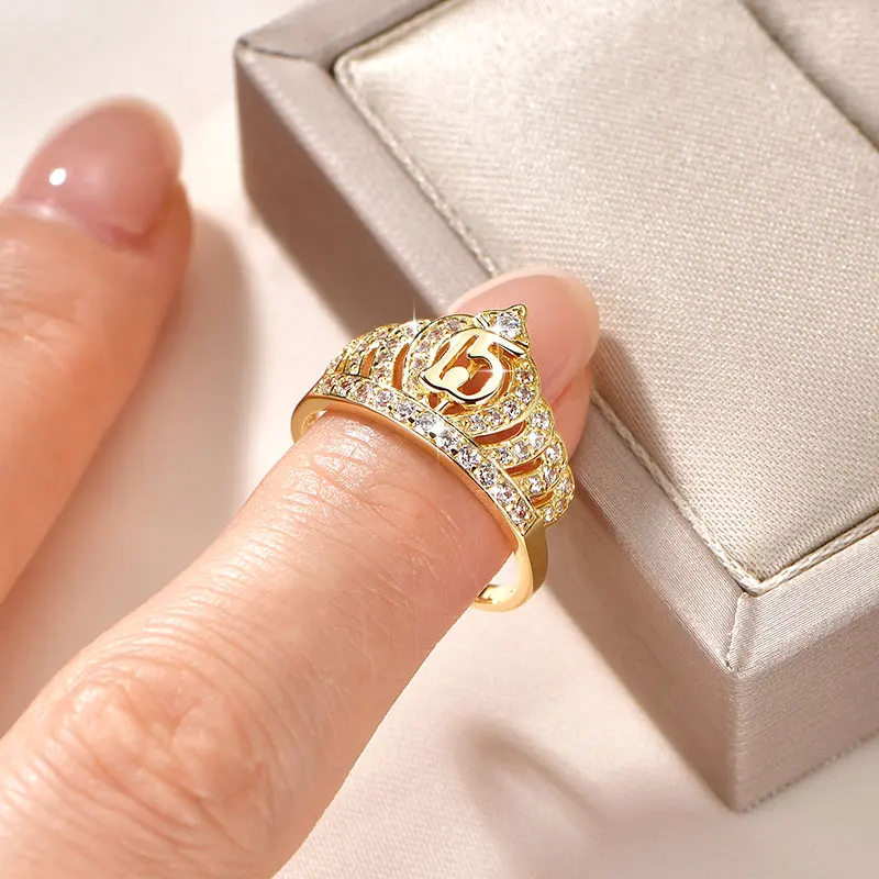 

Anziw 2026 Новые женские кольца из 14-каратного золота с кубическим цирконием, обручальное кольцо с короной королевы, аксессуары для помолвки, роскошные ювелирные изделия, подарок