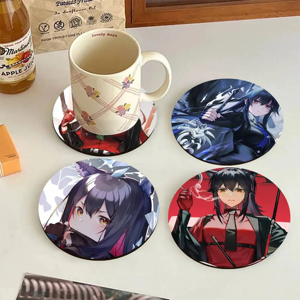 Game Anime Arknights Texas Round Wooden Coasters Suitable For Restaurants And Coffee Home Gift Choice Holidays