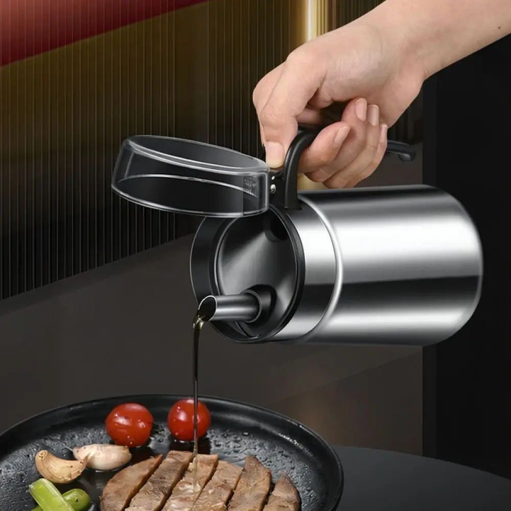 Modern Kitchen Oil Dispenser 304 Stainless Steel Cruet Leakproof Sauce Vinegar Bottle Dustproof Cooking Storage Tool Pot