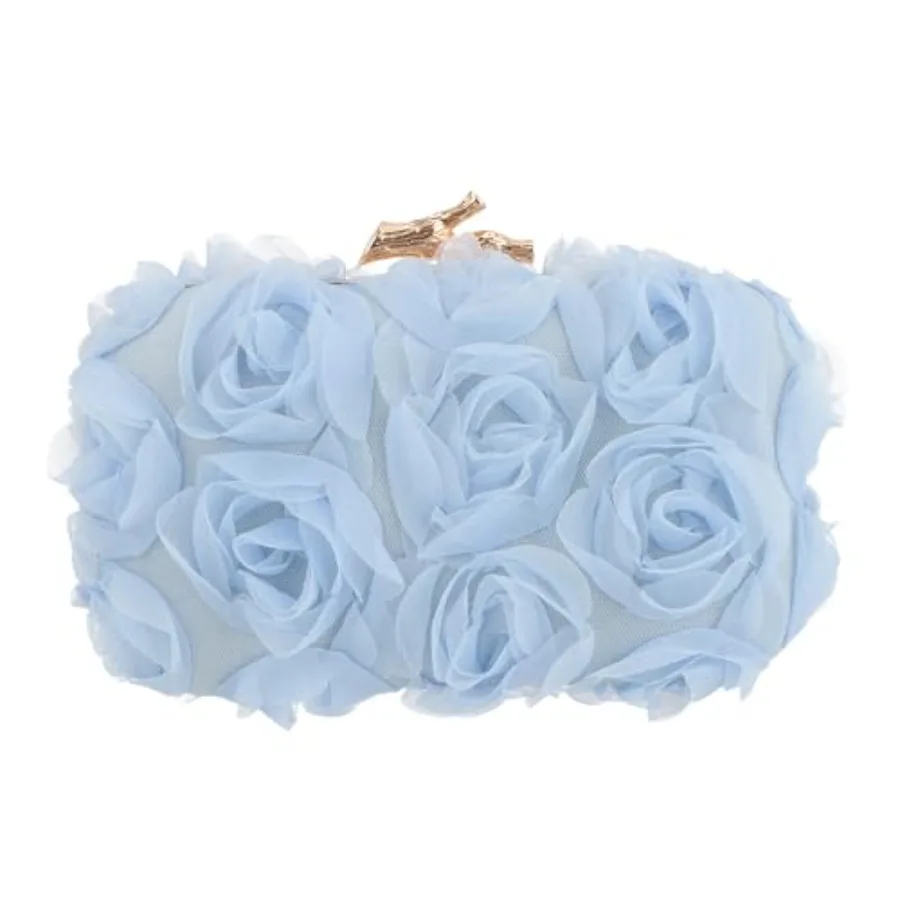 Women's Lace Floral Clutch Purses Formal Flower Evening Handbags with Chain for Wedding, Prom, Party