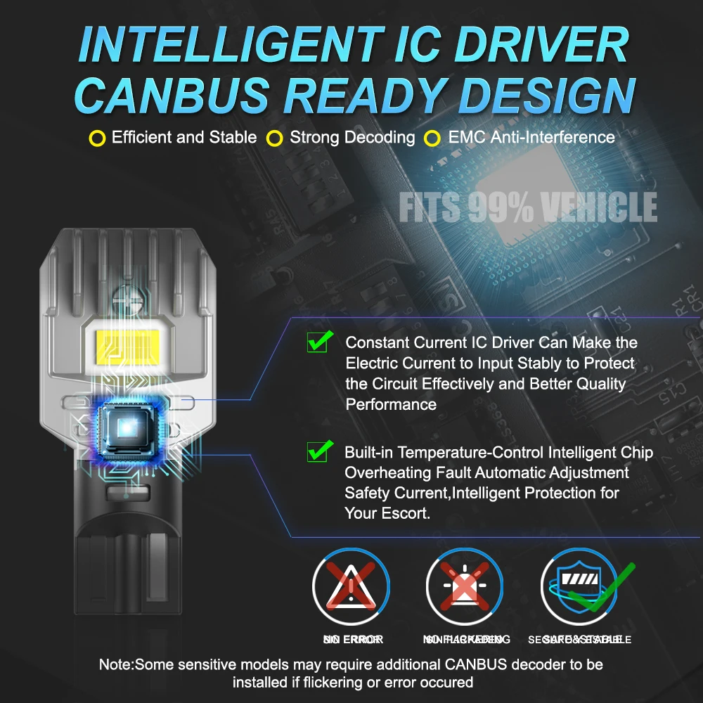 2x 2000LM Canbus T15 T16 LED Rückfahrscheinwerfer W16W Auto Back Up Hinten Blinker Lampe 912 921 Weiß Rot Gelb Bernstein Super Helle