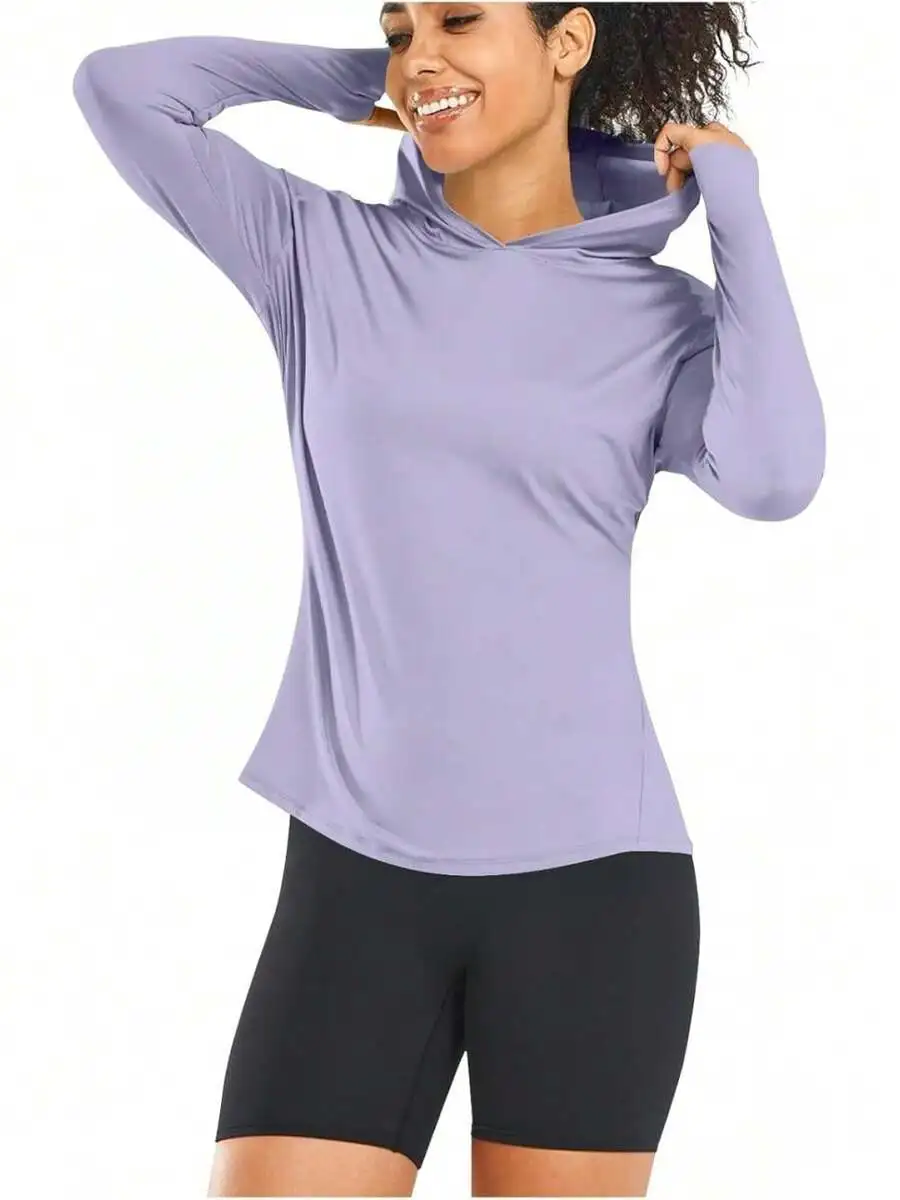 

Women's Hooded Sun Protection Jacket / Sun Protection Clothing / Long-Sleeve Sun Protection Wear / Anti-UV Garment / UPF Quick-Dry Lightweight Swimsuit (Blue)