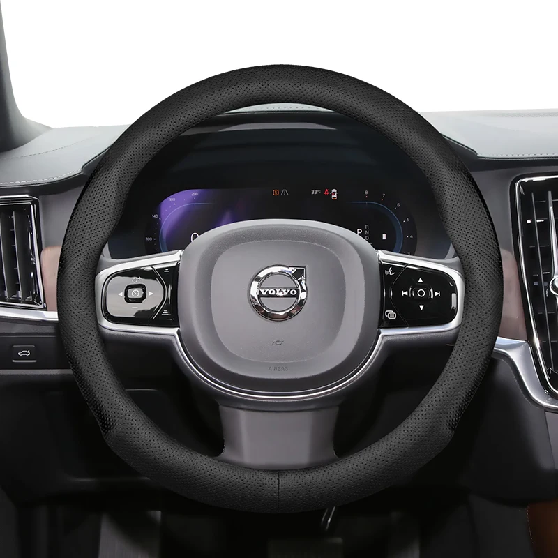 Adecuado para Volvo cubierta de volante de cuero transpirable ultrafina adecuada para V40 V70 S60 C30 S40 S90 Xc90 Xc70 Xc60 2009 2010 Fh Ex30 S80 Xc40 V60 2020 V90Cc V60Cc Vnr V50 V90 740 940
