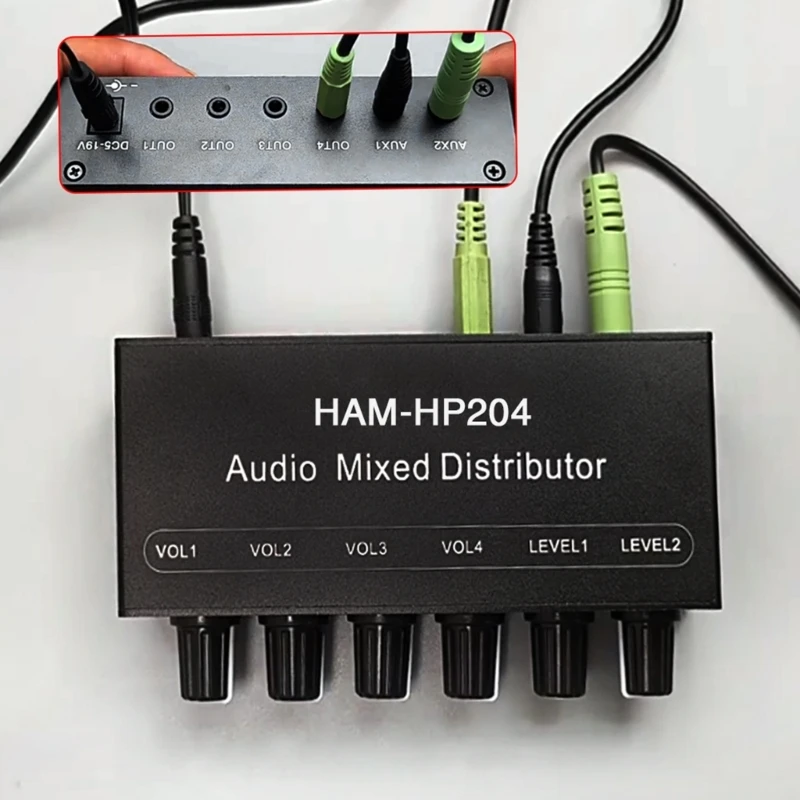 Stereo Auditory Mixer 2 Channel Input 4 Output Distributor Auditori Logam