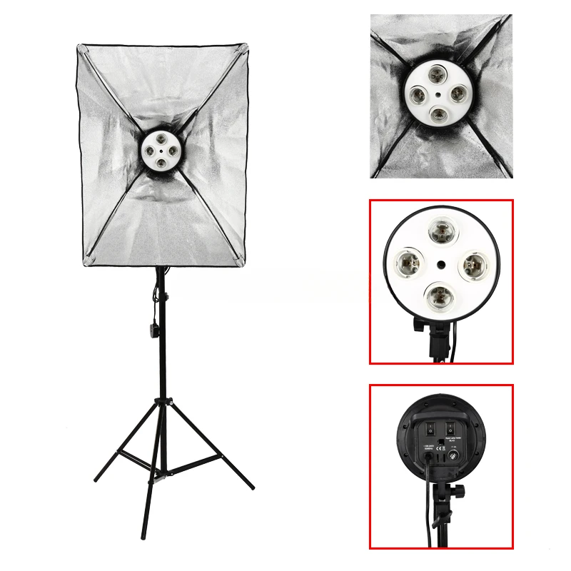 photo studio soft light box with 4 Spiral energy saving lamp