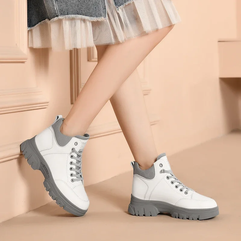 

High-tops Trekking Footwear Spring Autumn New Women's Shoes Thick-soled Platform Shoes Sports Leisure Skateboard Walking Fashion