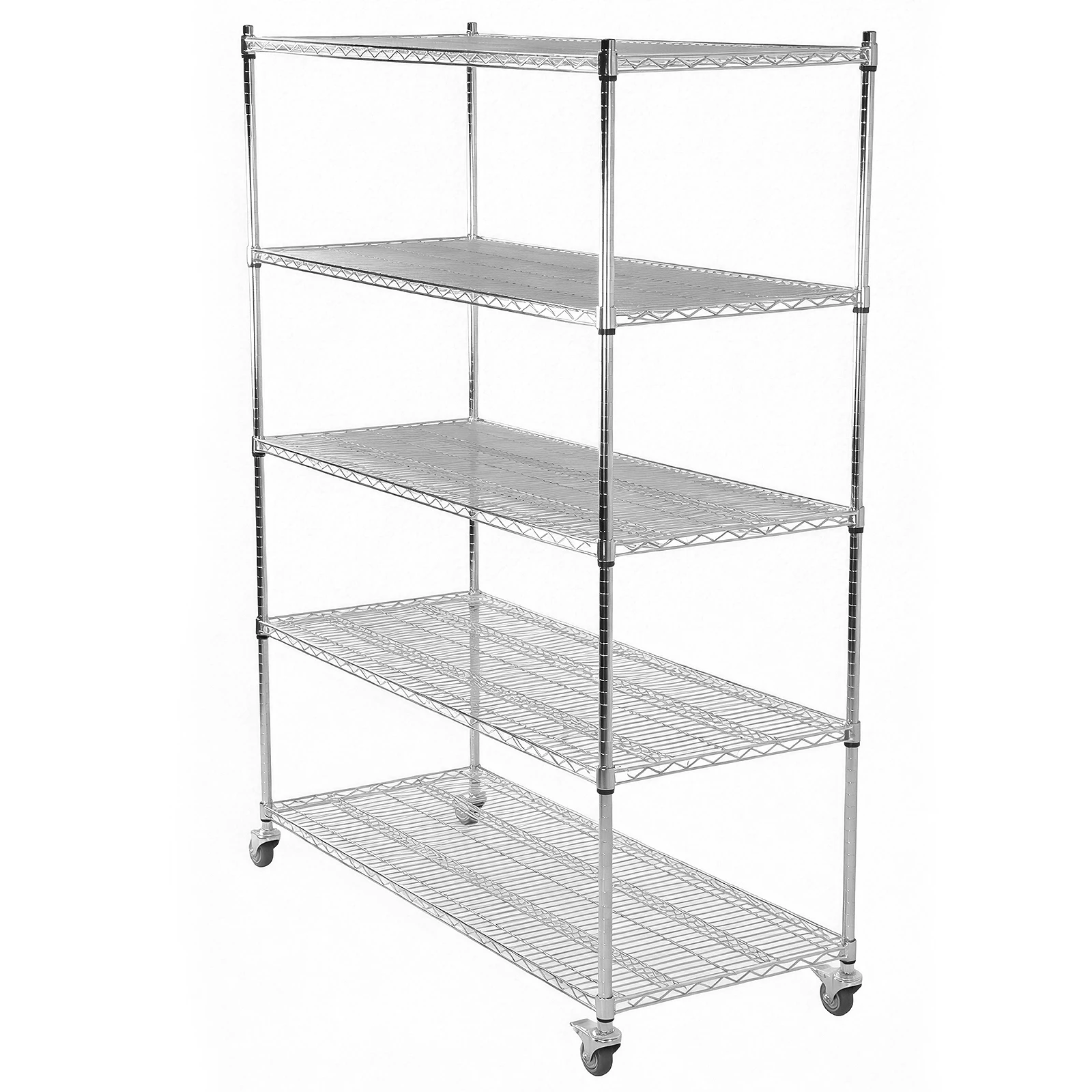 

5-Tier Stainless Steel Adjustable Metal Shelving Rack with Wheels & Shelf Liners Wire Storage Shelving for Kitchen Pantry Garage