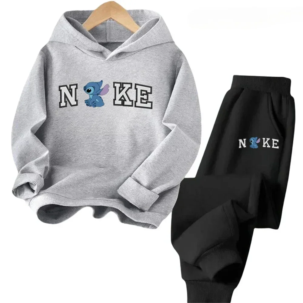 

Best-selling children's product - Spring and Autumn Cartoon Style Stiddi Pattern Hooded Sweatshirt + Pants Set (2 pieces)