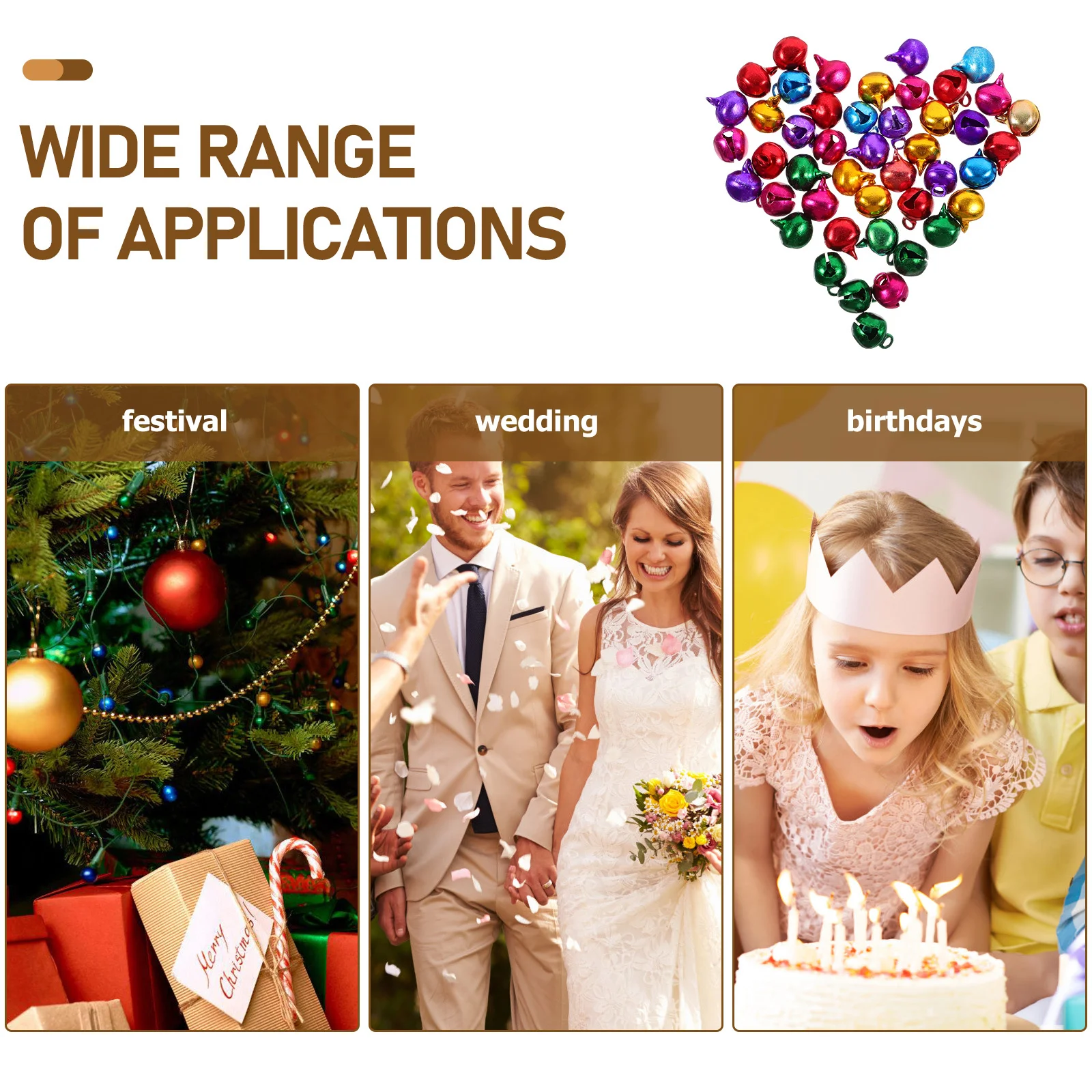 

100Pcs 10Mm Colorful Jingle Bells Iron Craft Beads for Holiday Party Decoration DIY Jewelry Making Xmas Tree Pendant Festive