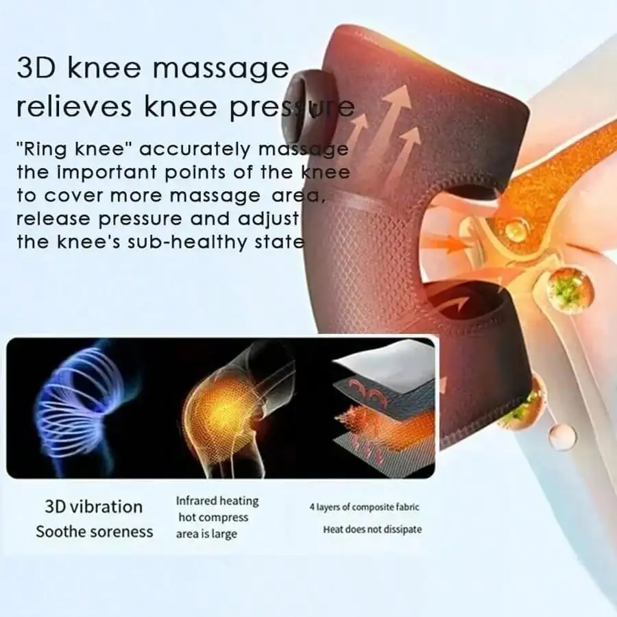 Heated And Vibrating Knee Massage Pad, Intelligent Button, Adjustable Multi-Level, LED Display