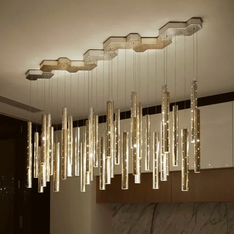 Nordic Bar Chandelier Hotel Lobby Restaurant LED Hanging Lighting Dining Island Home Decor Beauty Club Gold/Silver Pendant Lamps