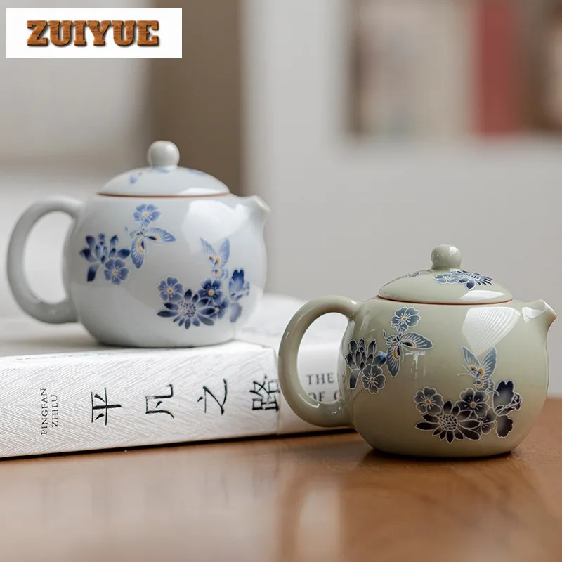 

150ml Hand Painted Dancing Butterfly Xishi Teapot Japanese Tea Infuser Pot Tea Maker Kettle With Ball Hole Cha Decoration Craft