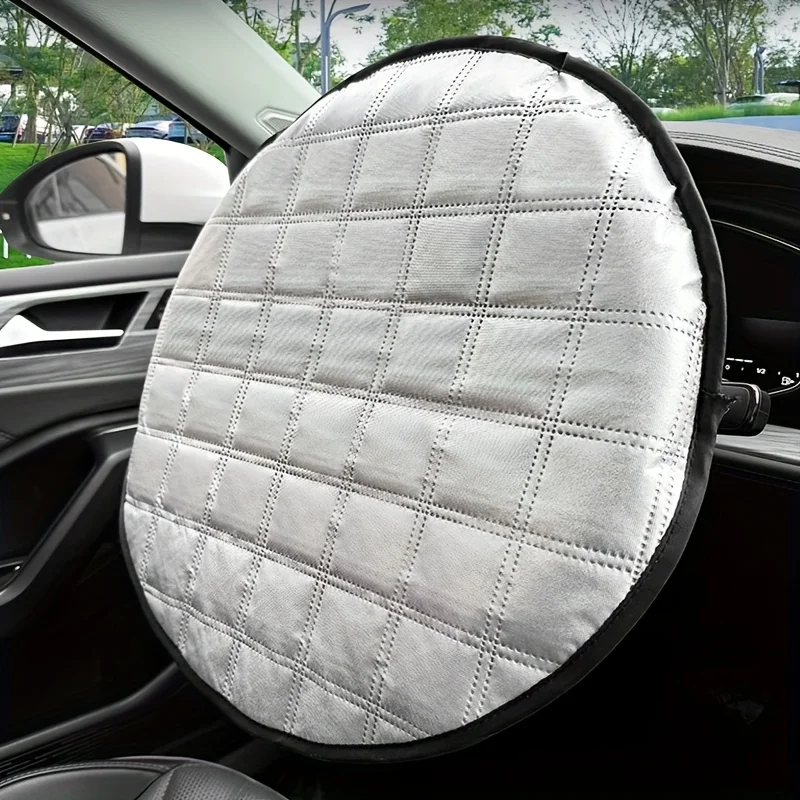 

Car Steering Wheel Sun Block Silver Coated Cloth Sun Shade Cover Auto Steering Wheel Sheath Sunscreen Insulation Accessories