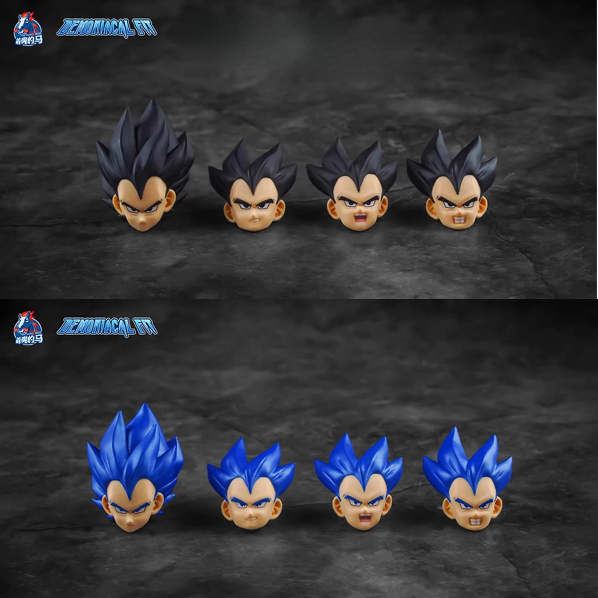 

In Stock Demoniacal Fit Dragon Ball Goku Vegeta Brunette Dark Blue Head Sculpture Accessories Pack Action Figure Anime Model Toy