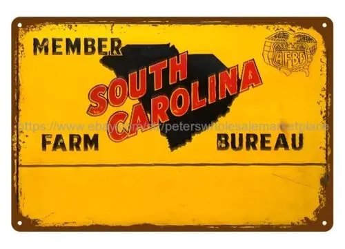 South Carolina Farm Bureau metal tin sign decorative accents