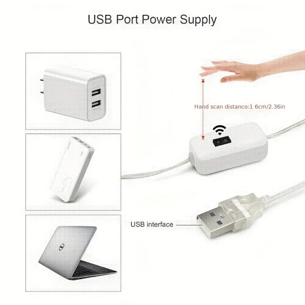 أضواء شريط LED USB مع جهاز استشعار مسح يدوي ، إضاءة حركة غرفة النوم ، ديكور غرفة الديكور ، ضوء صندوق الأحذية ، خزانة ملابس المعيشة ، 5 فولت