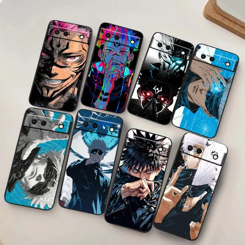 

Anime J-Jujutsu Kaisen Gojo Phone Case For Google Pixel 9a 9 8A 8 7 7A 6 6A Pro XL 2024 5G Black Soft TPU Silicone Cover