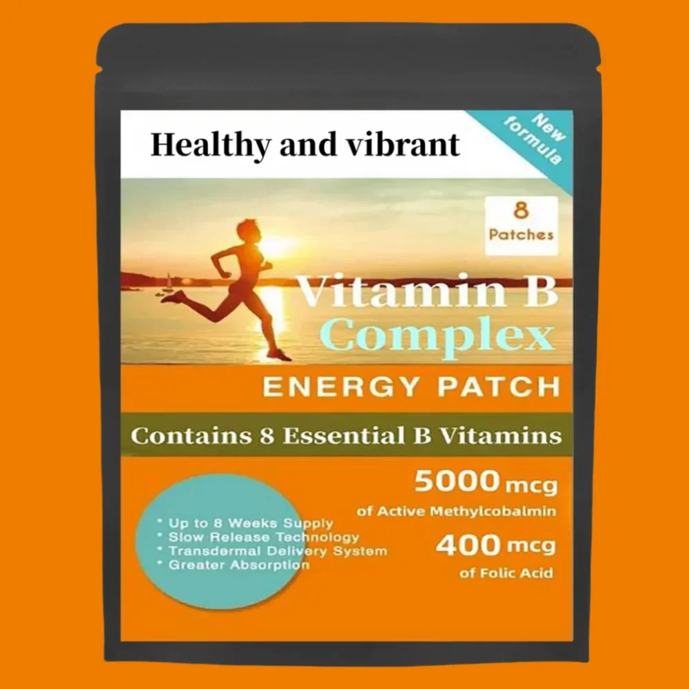 Vitamin B Complex Patches 8 Week Supply, Contains All 8 B Vitamins In Vitamins B1, B2, B3, B5, B6, B12, Biotin & Folic Acid