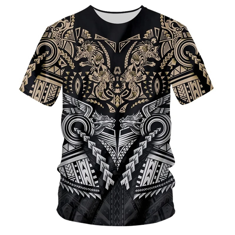Polynesian 3D Print T-shirt Men\'s Clothing Short Sleeve O-neck Casual T Shirts Street Style Harajuku Oversized Soft Tees Tops