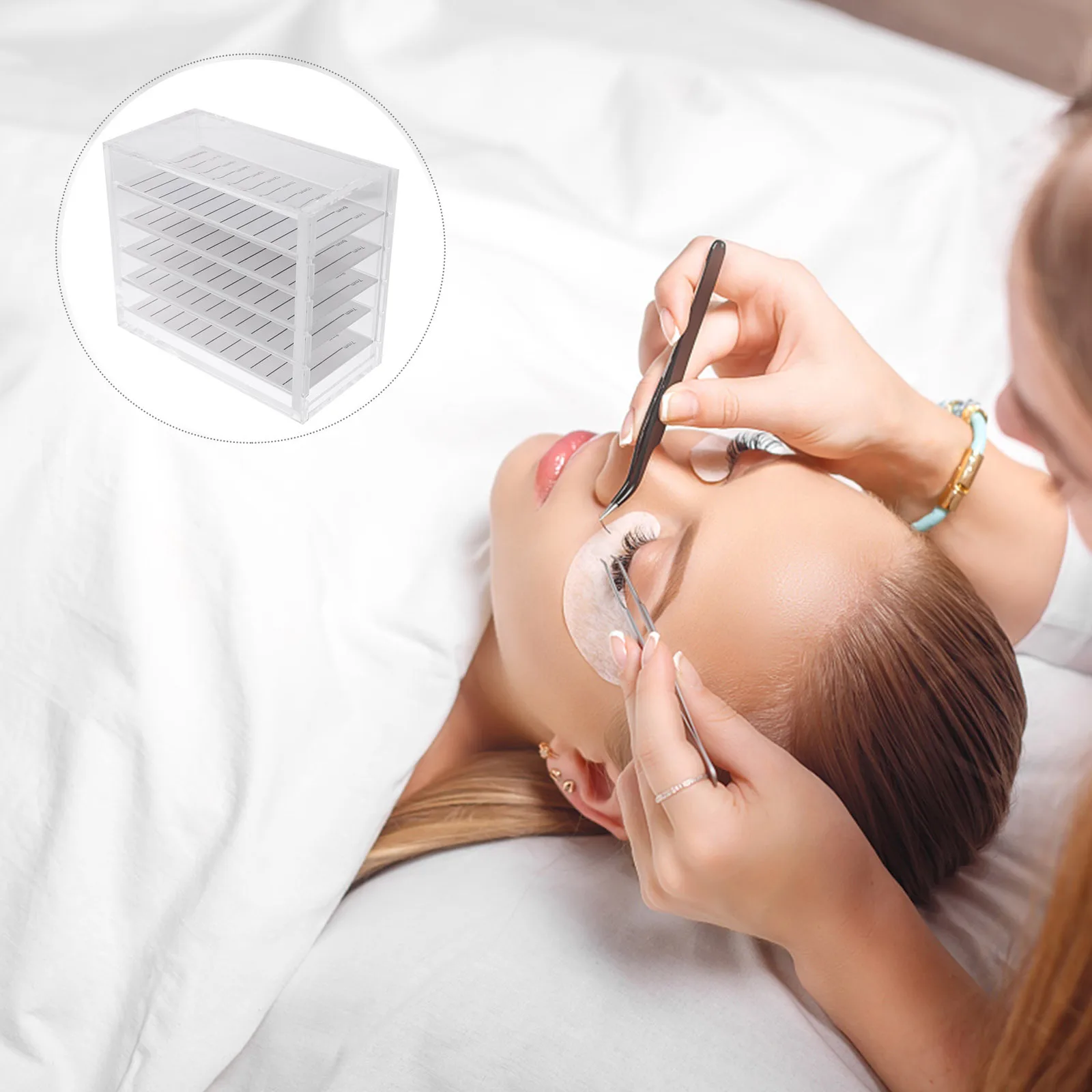 

5 Layers Acrylic Eyelash Case Clear False Lash Storage Box Portable Eyelash Organizer Travel Holder Lash Box