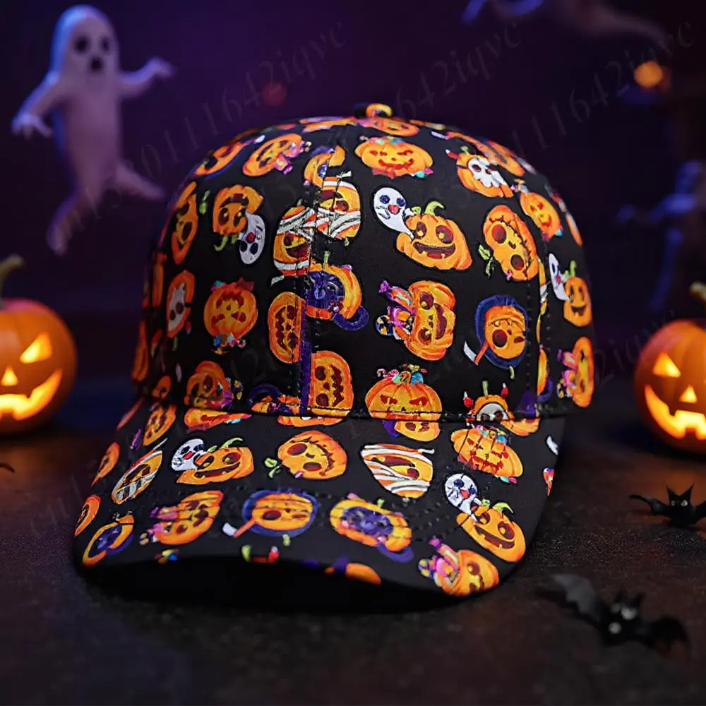 

Halloween Skull Print Baseball Hat Pumpkin Print Duck Tongue Caps Comfortable Soft Running Sun Hat Hip Hop Outdoor Sunshade Hats