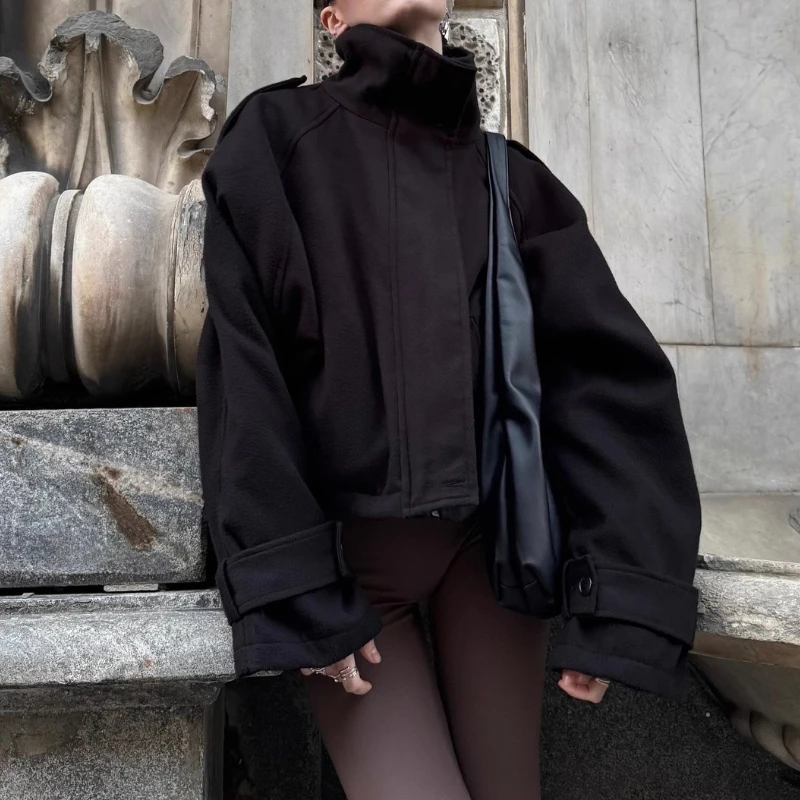 

Popular High-end Spring and Autumn Retro Fashion Versatile Stand-up Collar Jacket 2025 Cross-border Europe and The United States