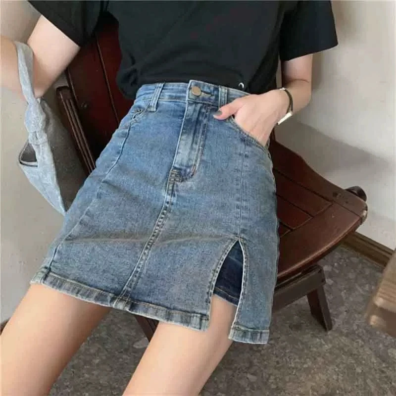 2024 New,Black Blue Culotte Denim Short Skirts,Women,Korean High Waist Mini Skirt,Woman,Spring Summer Sexy Package Hip Skirts