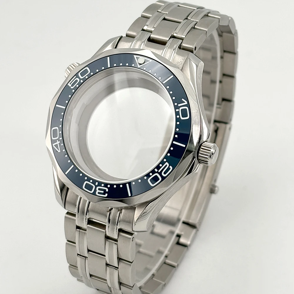 

Корпус из сапфирового стекла диаметром 42 мм, ремешок из нержавеющей стали, керамический безель, подходит для механизма NH35, прозрачная задняя крышка, аксессуар для часов.