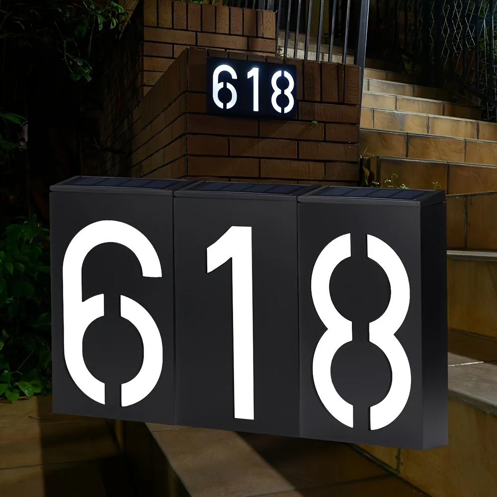 

Solar Lighted House Numbers for Outside, Light Up Waterproof LED Address Signs for Houses, Exterior Modern House Numbers Light